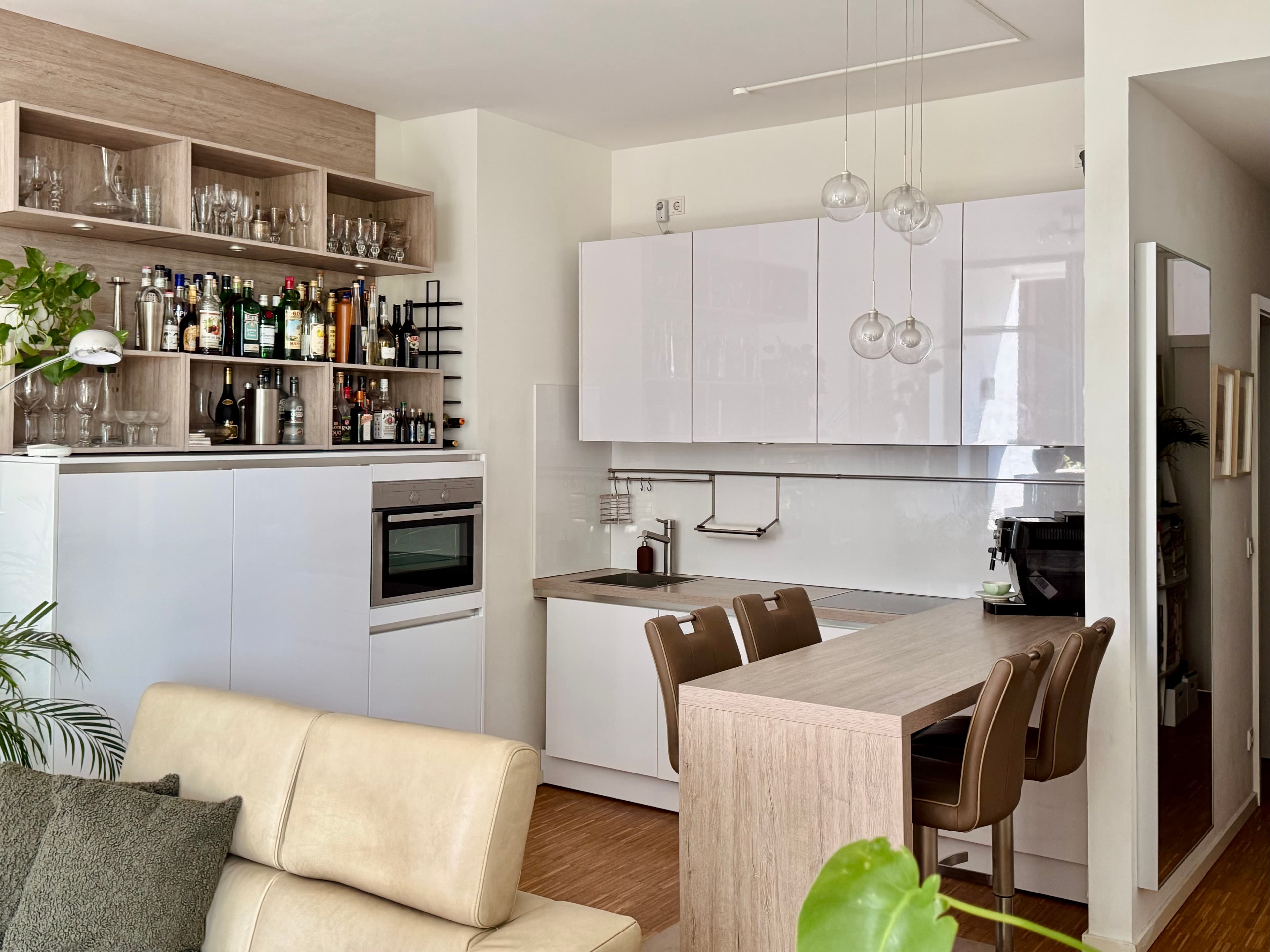 Fully equipped open-plan kitchen