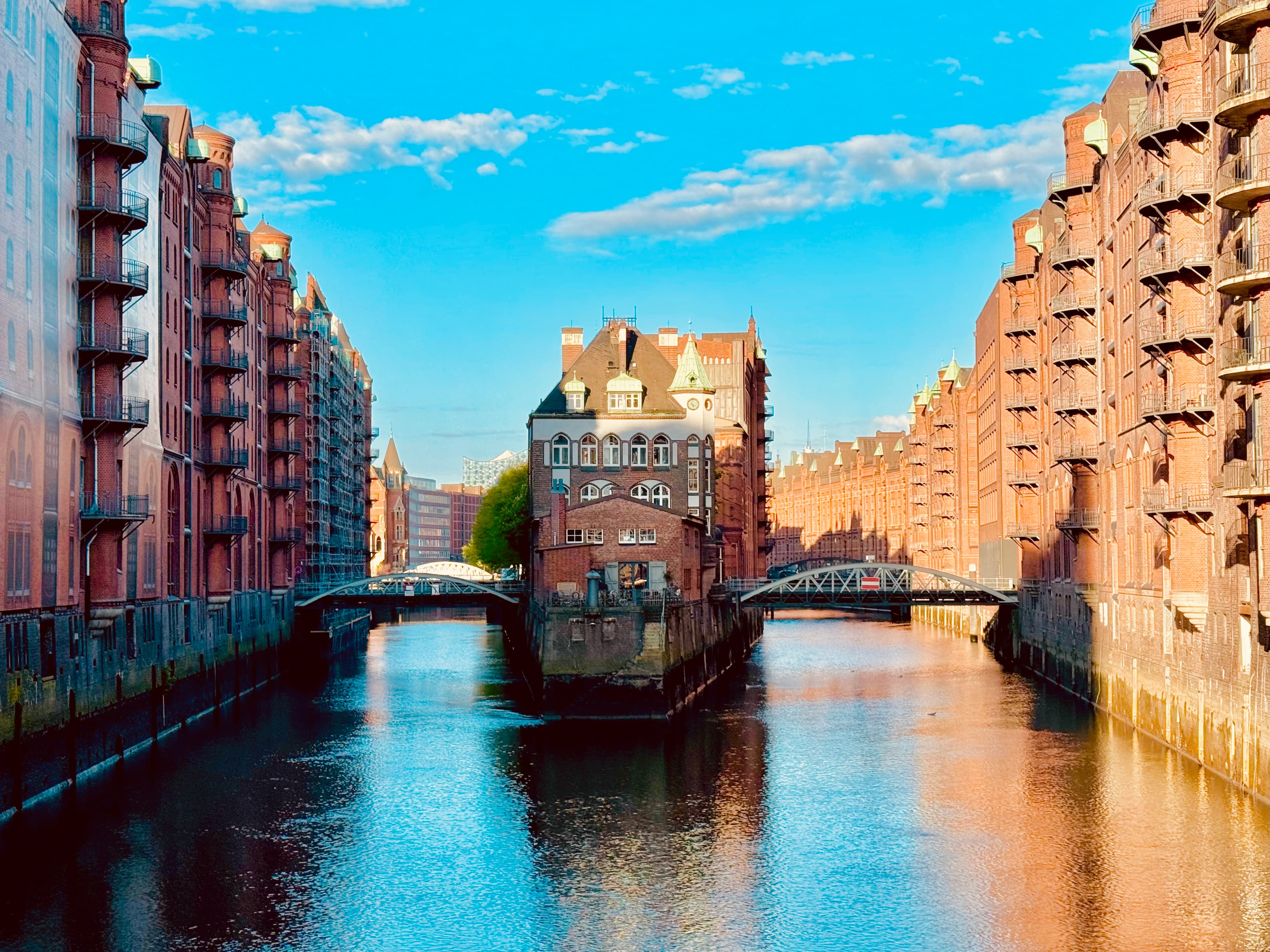 Speicherstadt and HafenCity from the water, Hamburg
